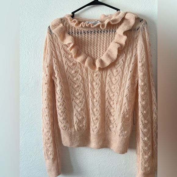 Zara Cream Crew Neck Sweater with Textured Knit - Picture 4 of 5